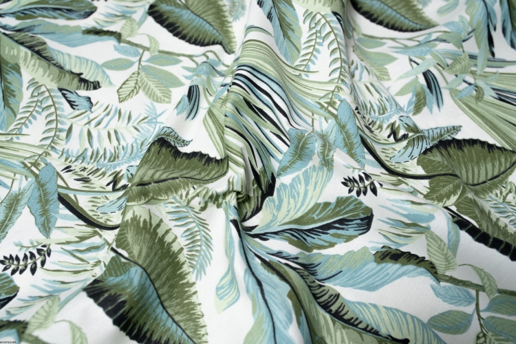 Okrągły bawełniany obrus plamoodporny z wzorem Tropikalne liście