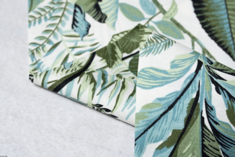 Okrągły bawełniany obrus plamoodporny z wzorem Tropikalne liście