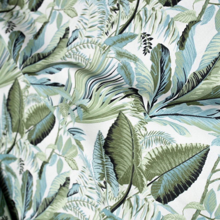 Okrągły bawełniany obrus plamoodporny z wzorem Tropikalne liście