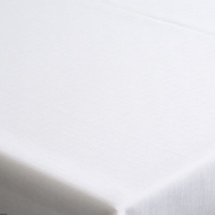 Biały obrus na stół plamoodporny z wzorem Len