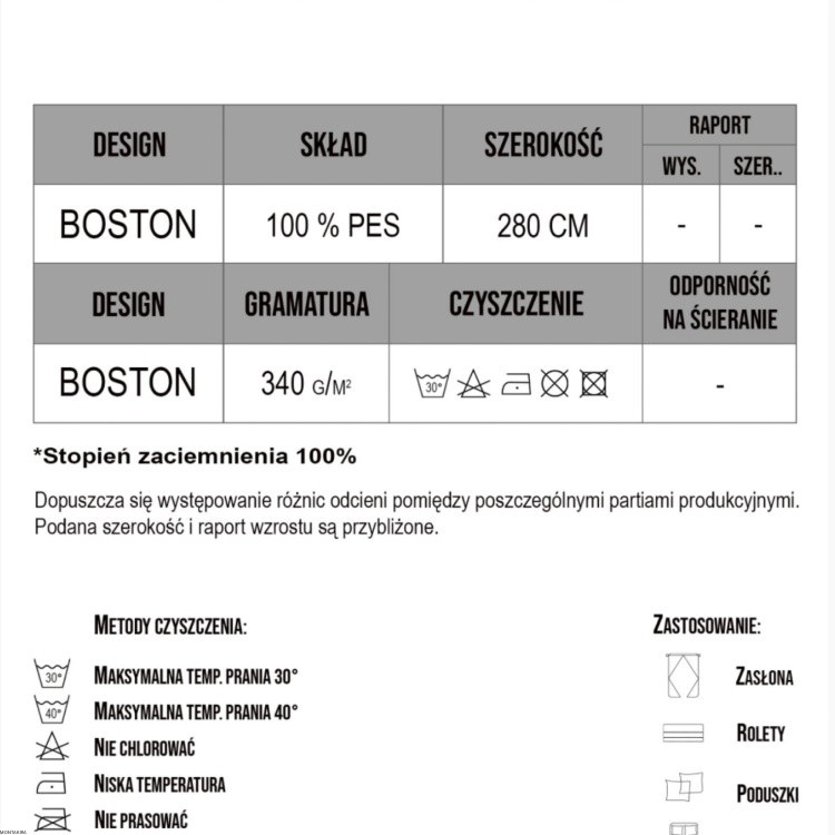 Tkanina zasłonowa dekoracyjna BOSTON BLACKOUT natural