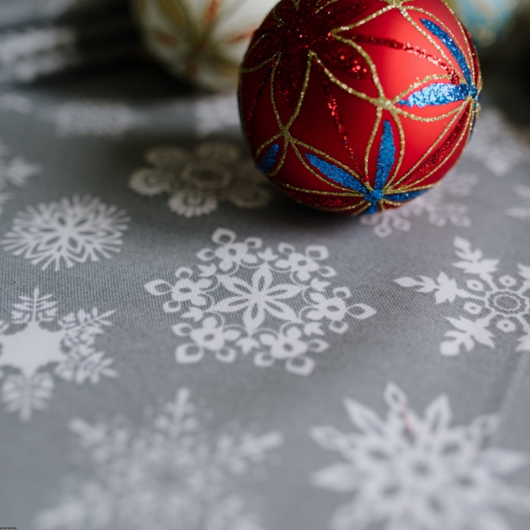 Sylwestrowy Kwadratowy bawełniany obrus plamoodporny szary