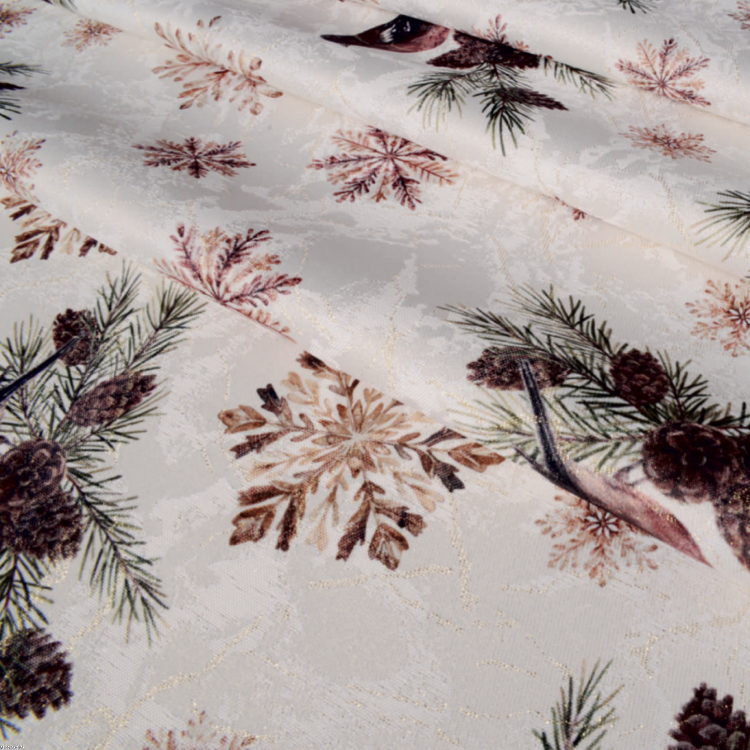 Tkanina lureksowa dekoracyjna wzór zimowy Sylwester
