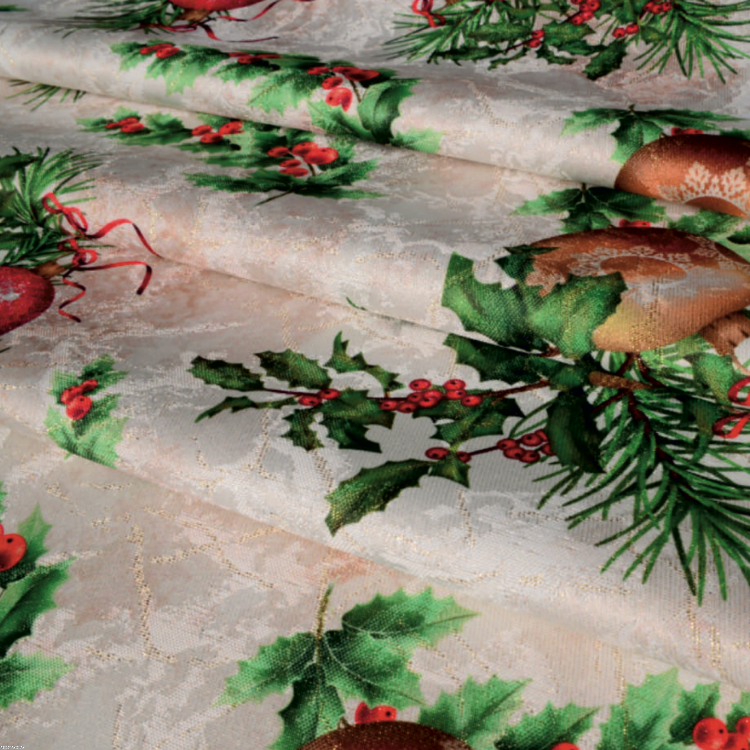 Tkanina lureksowa dekoracyjna wzór zimowy Sylwester