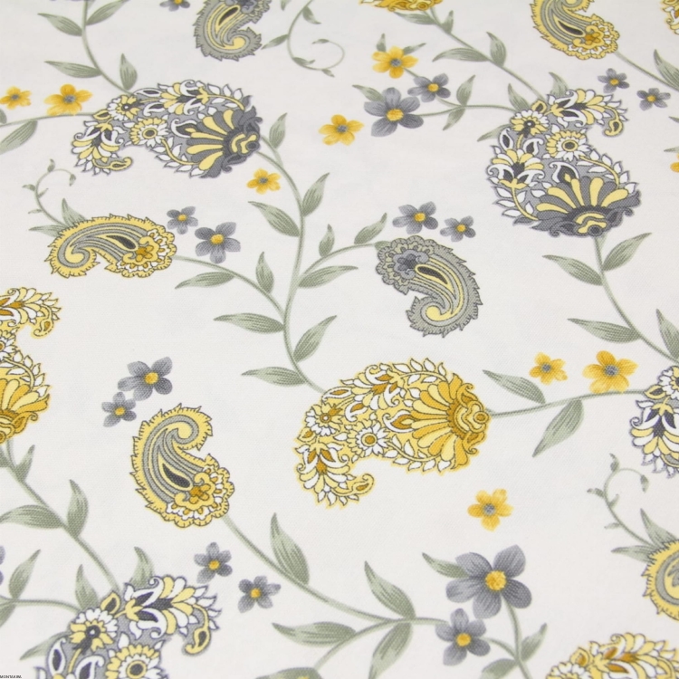 Okrągły bawełniany obrus plamoodporny z wzorem Ogórek turecki