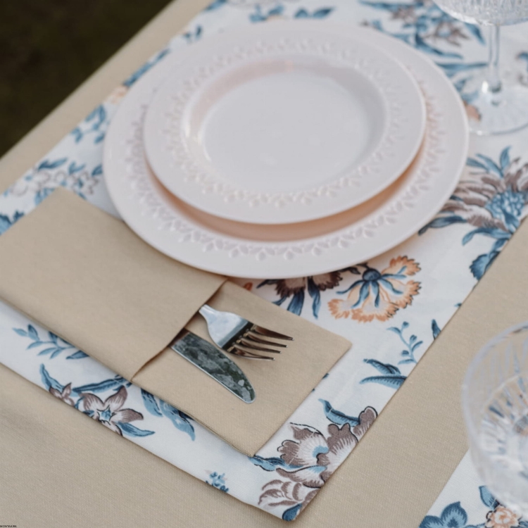 Podkładka prostokątna plamoodporna z wzorem Kwiaty niebieski 35 x 45 cm