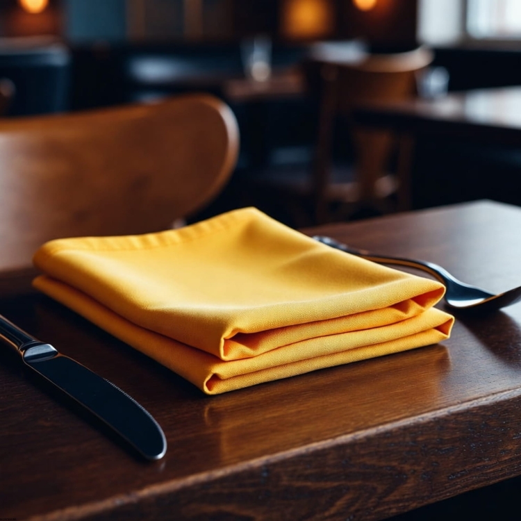 Serwetka bankietowa biała wielorazowa obiadowa żółtego koloru