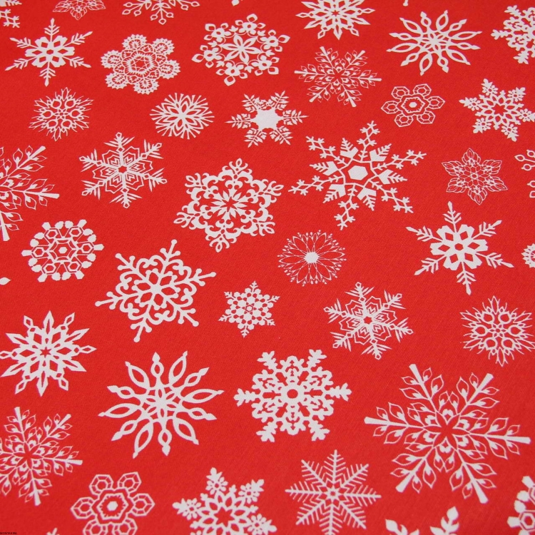 Poszewka świąteczna dekoracyjna z wzorem Płatki śniegu czerwona