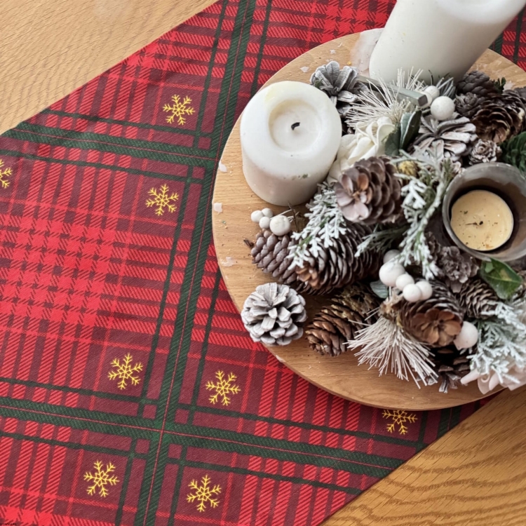 Bawełniany plamoodporny bieżnik Sylwestrowy czerwony