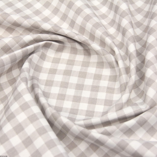 Okrągły bawełniany obrus plamoodporny Obszyty Lamówką Kratkę Beżowy