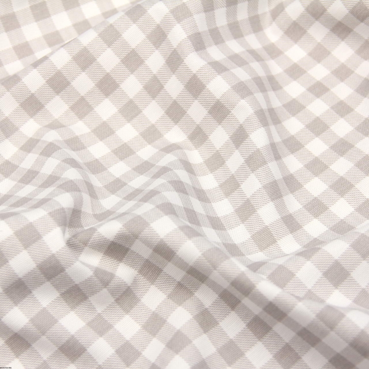 Okrągły bawełniany obrus plamoodporny Obszyty Lamówką Kratkę Beżowy