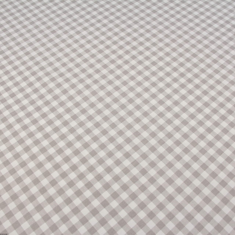 Okrągły bawełniany obrus plamoodporny Obszyty Lamówką Kratkę Beżowy