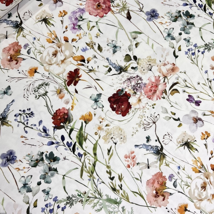 Bawełniany obrus kwadratowy plamoodporny z wzorem kwiaty Duże